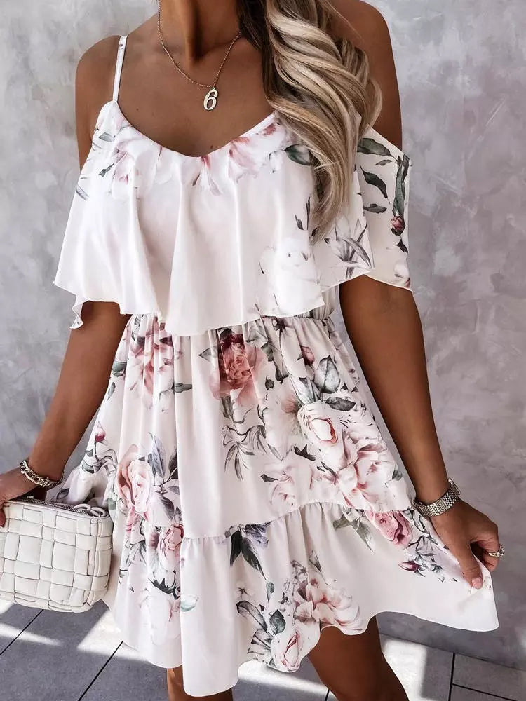 Off Shoulder Floral Mini Dress