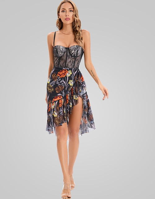 Load image into Gallery viewer, V-Neck Printed Ruffles Strap Midi Dress
